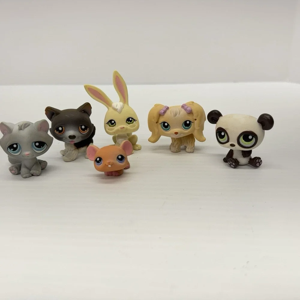 LPS 7 Pcs Littlest Pet Shop Lot Panda Rabbit Cat Hamster 2005 2004